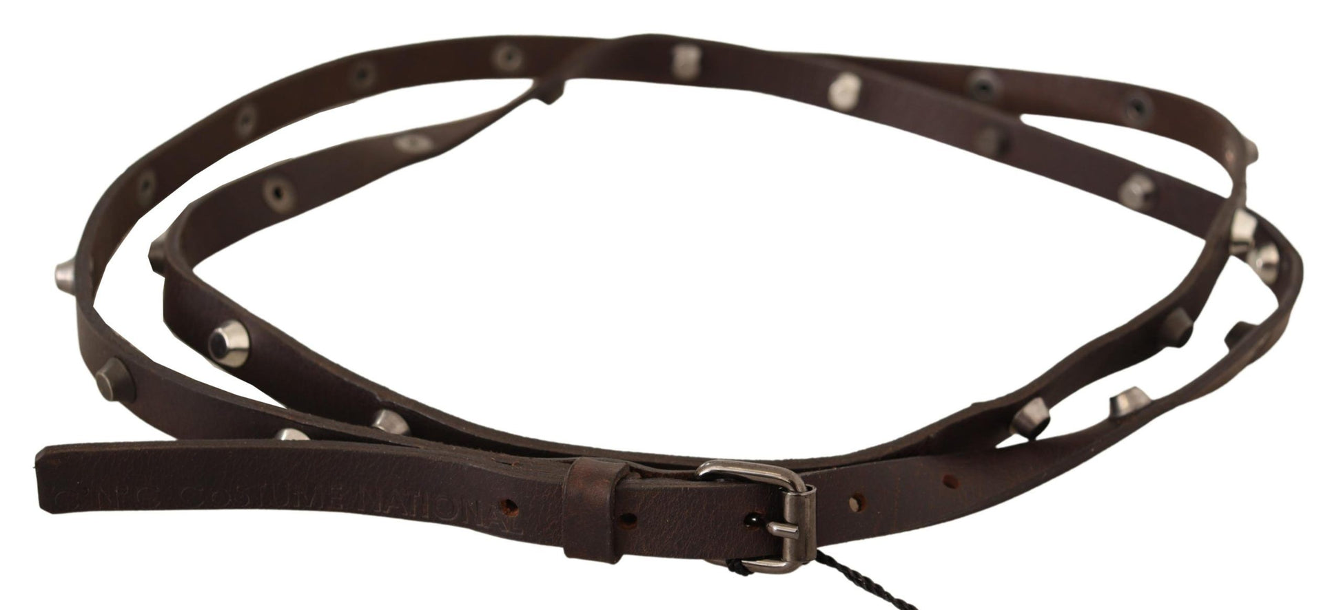 Costume National Brown Leather Silver Tone Buckle Belt Costume National