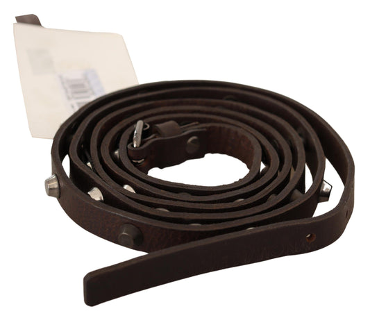 Costume National Brown Leather Silver Tone Buckle Belt Costume National