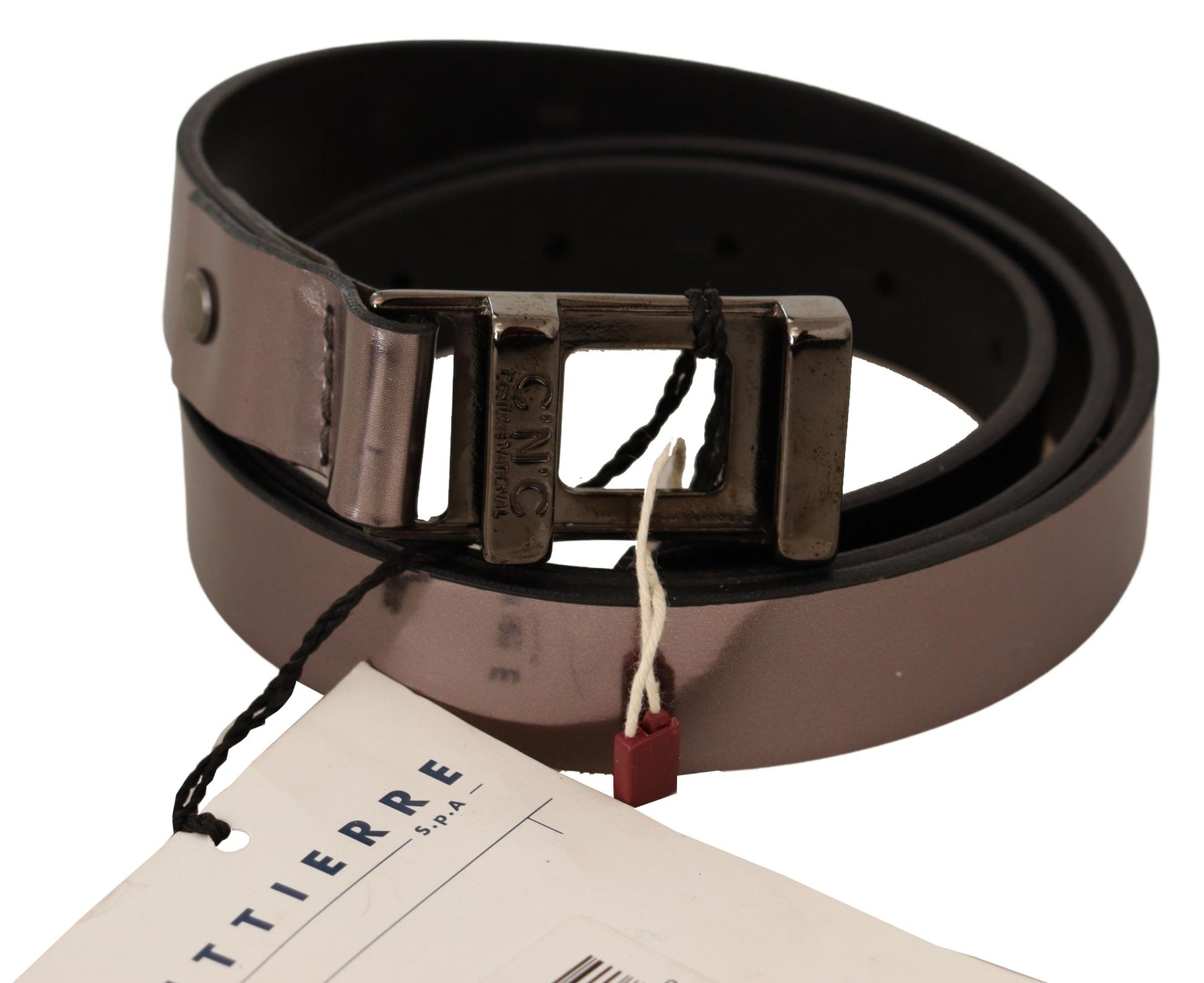 Costume National Pink Metallic Leather Buckle Belt Costume National