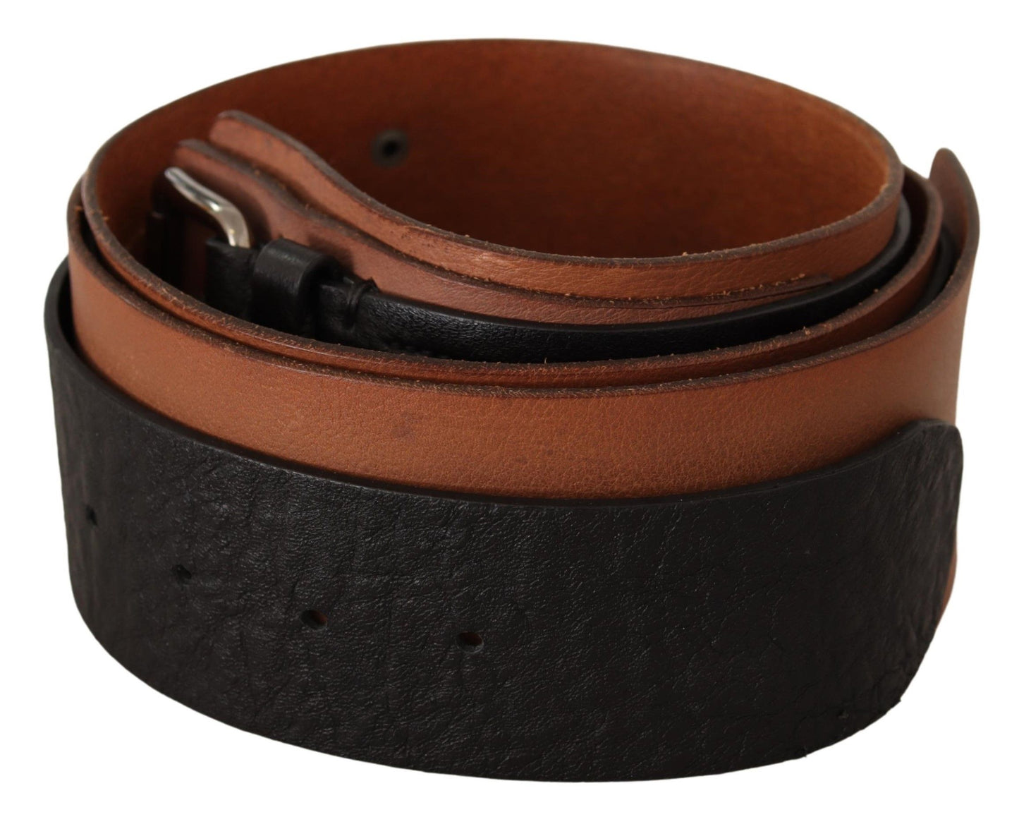 Costume National Black Brown Leather Silver Buckle Costume National