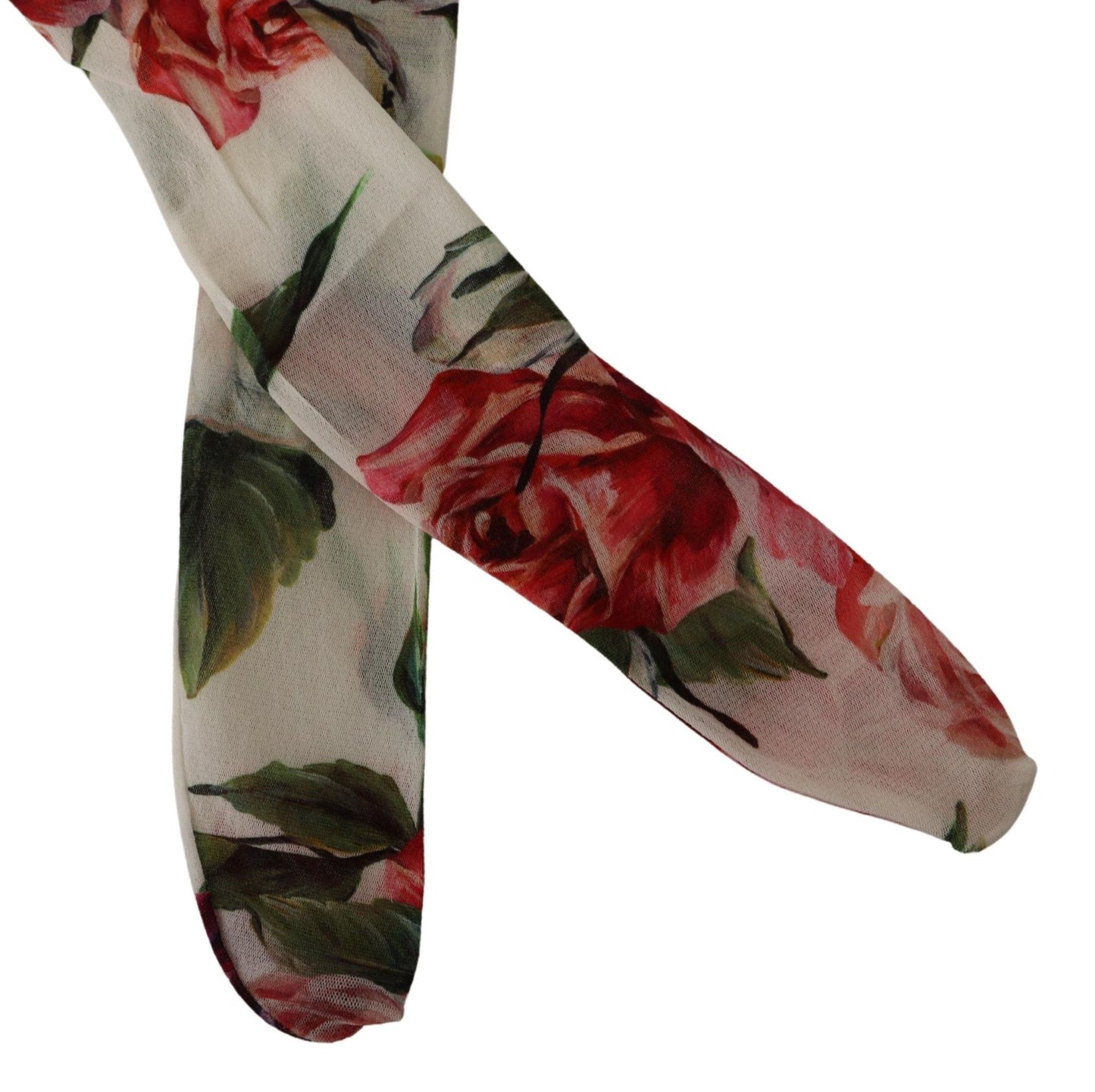 Dolce & Gabbana White Floral Print Stockings Nylon Tights Dolce & Gabbana