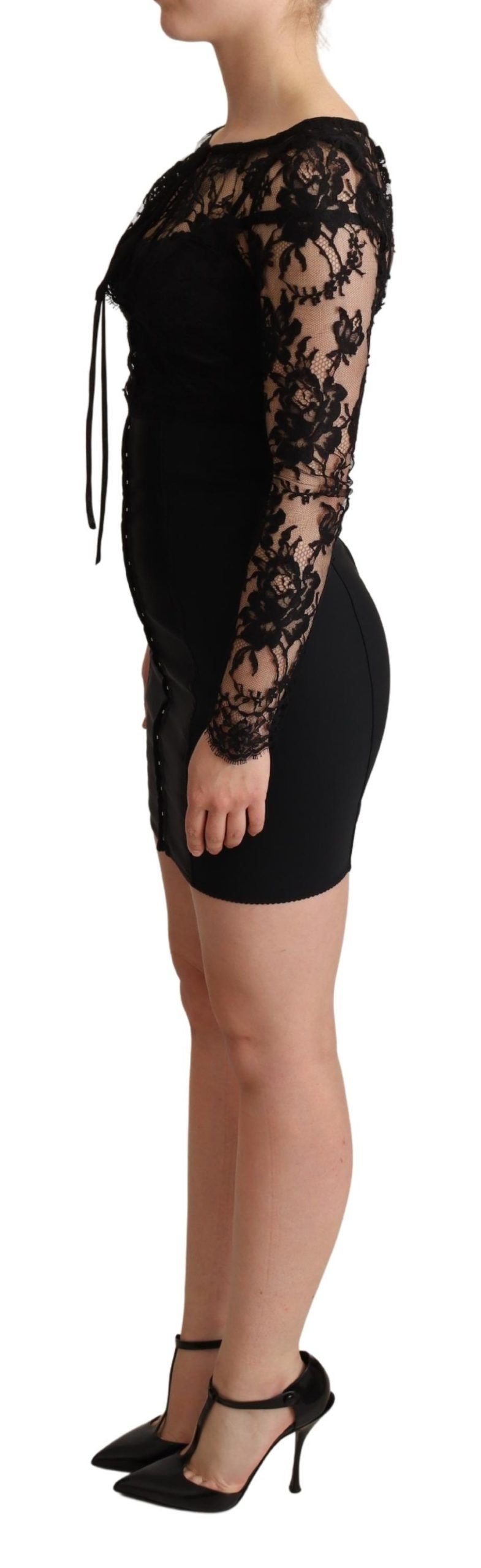 Dolce & Gabbana Black Fitted Lace Top Bodycon Mini Dress Dolce & Gabbana