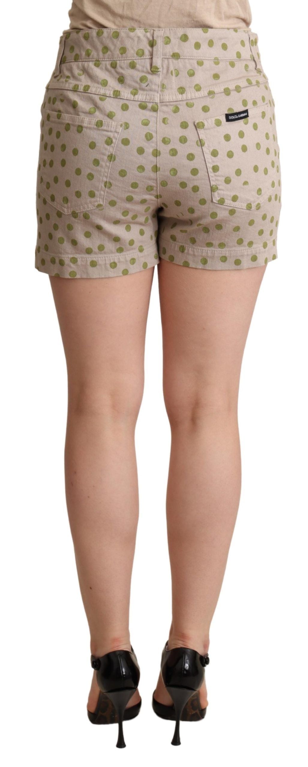 Dolce & Gabbana Beige Polka Dots Denim Cotton Stretch Shorts Dolce & Gabbana