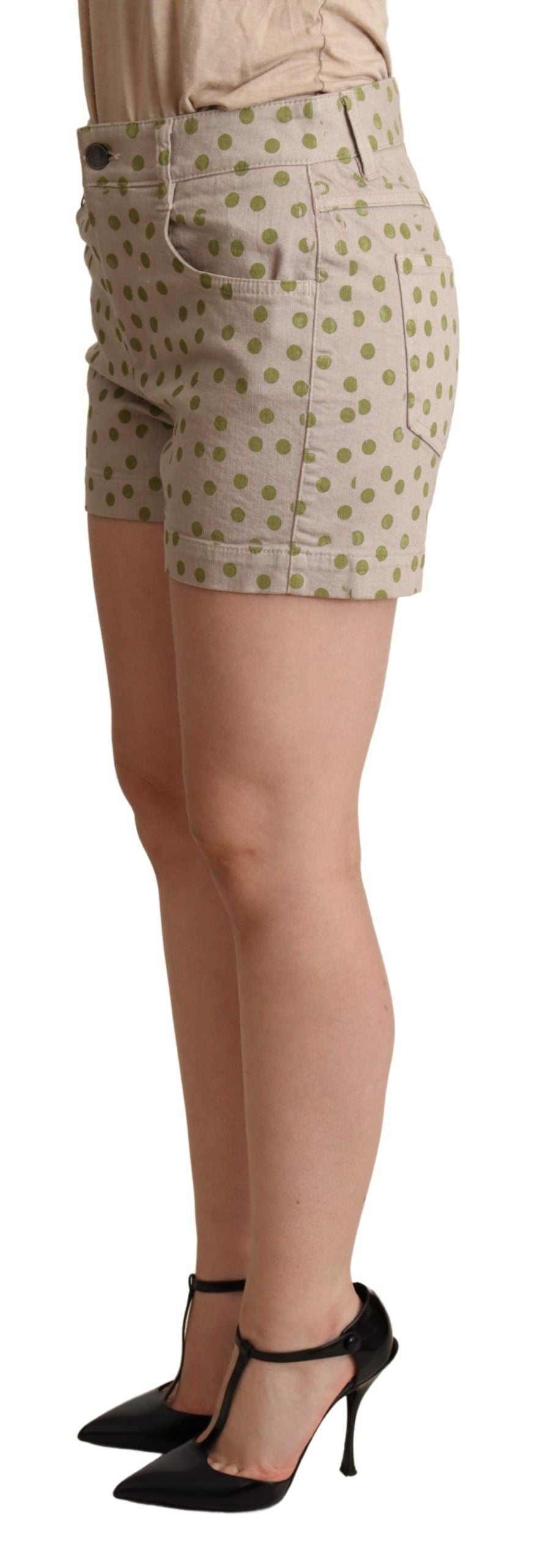 Dolce & Gabbana Beige Polka Dots Denim Cotton Stretch Shorts Dolce & Gabbana