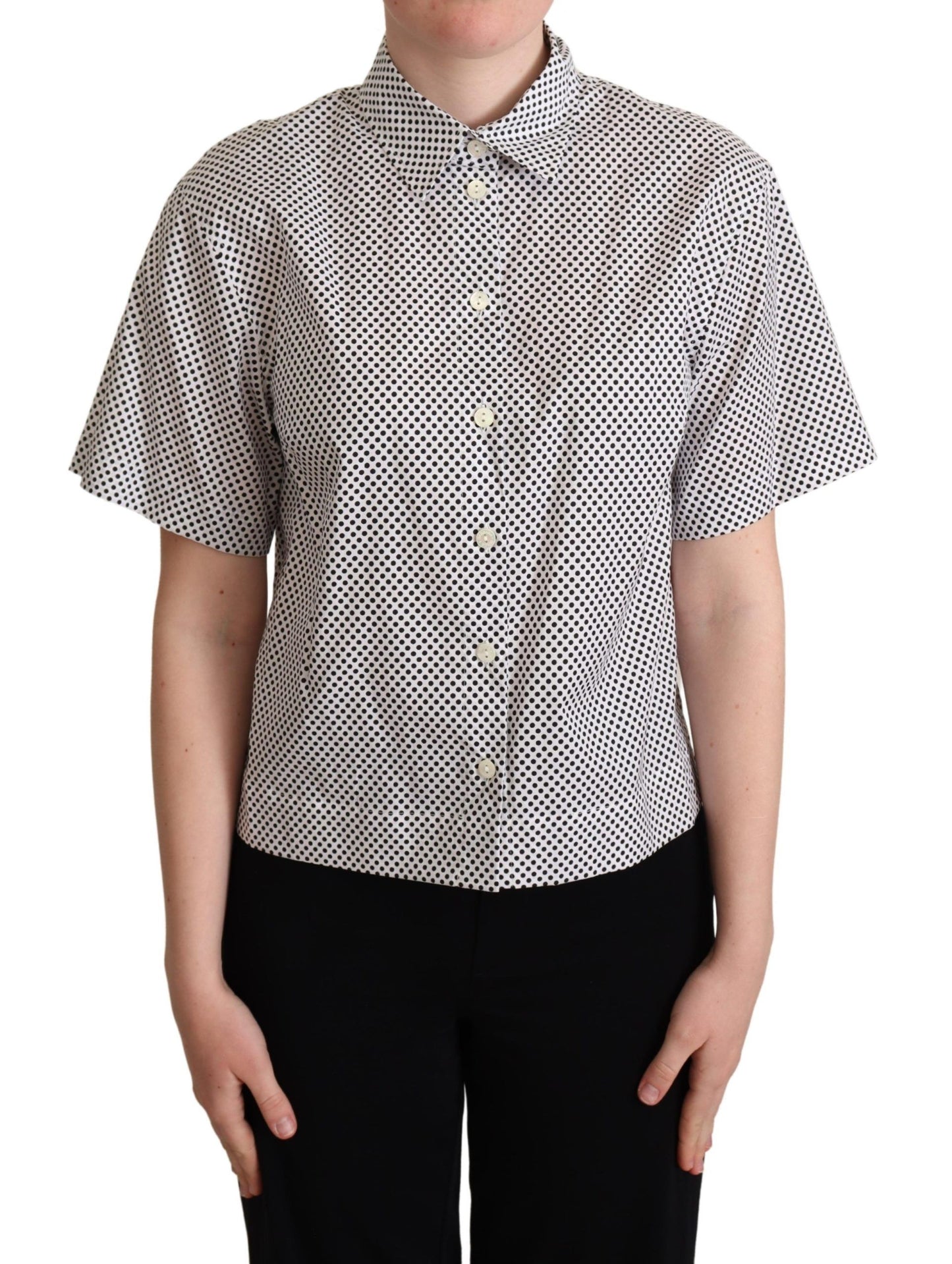 Dolce & Gabbana Black Polka Dot Collared Shirt White Dolce & Gabbana