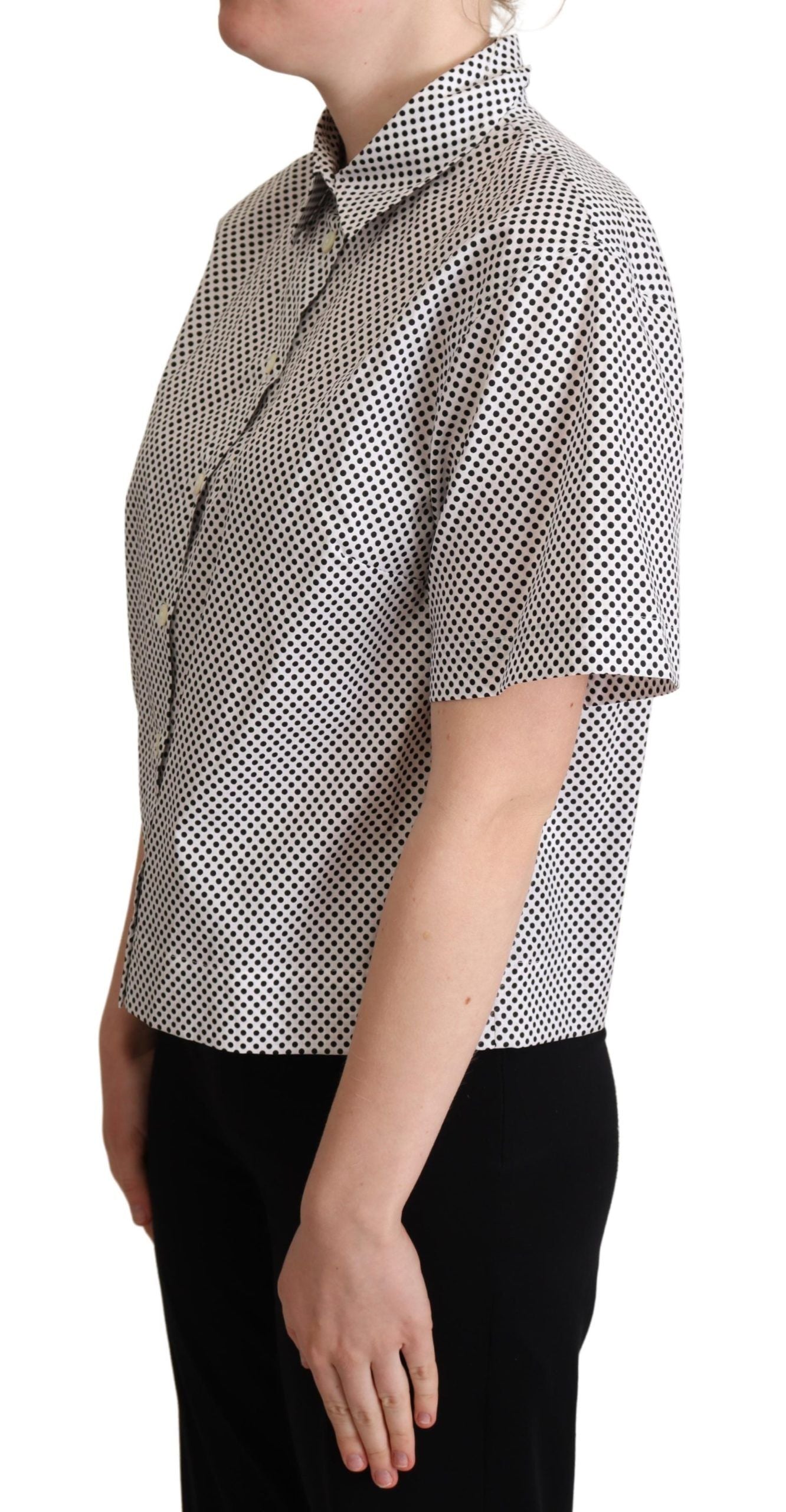 Dolce & Gabbana Black Polka Dot Collared Shirt White Dolce & Gabbana