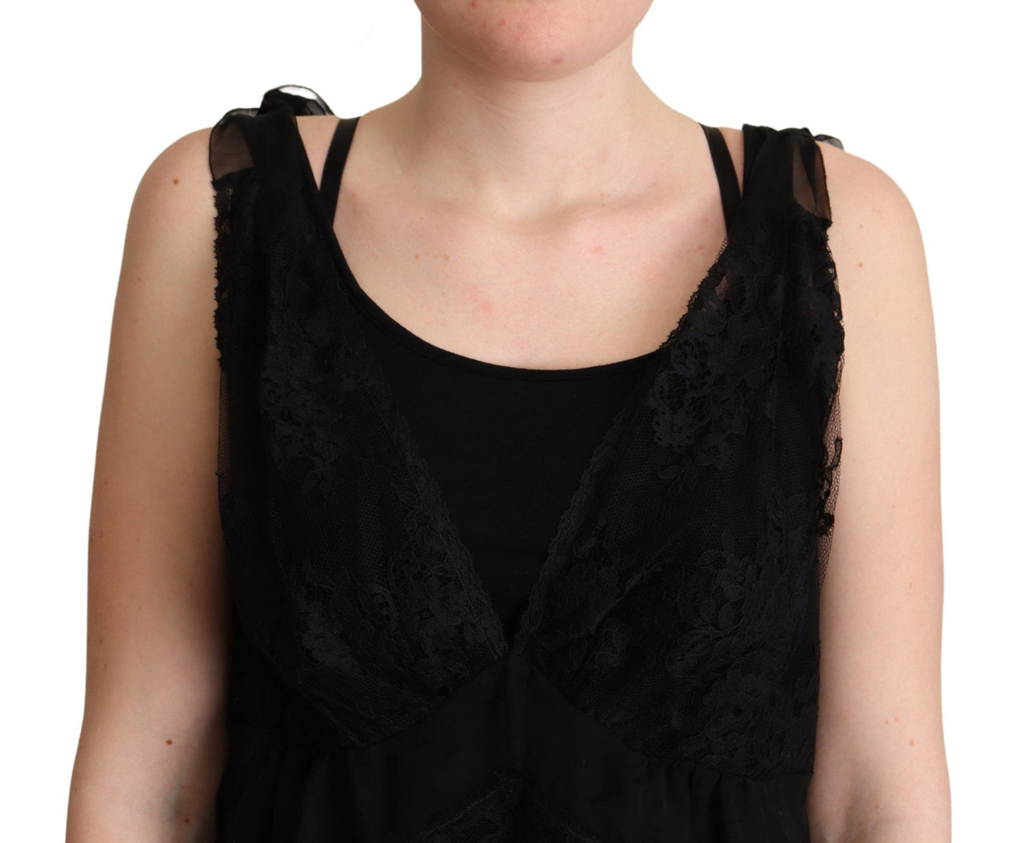 Dolce & Gabbana Black Silk Lace Trim Camisole Tank Top Dolce & Gabbana
