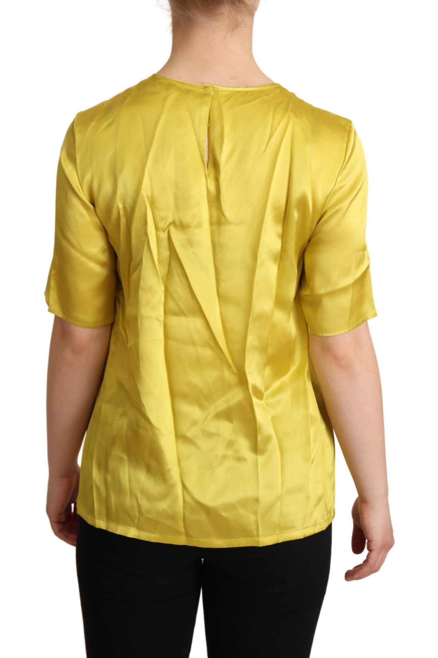 Dolce & Gabbana Yellow Silk Short Sleeve Blouse T-shirt Dolce & Gabbana