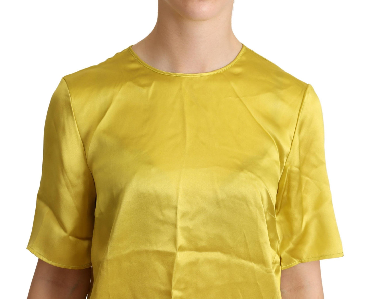 Dolce & Gabbana Yellow Silk Short Sleeve Blouse T-shirt Dolce & Gabbana