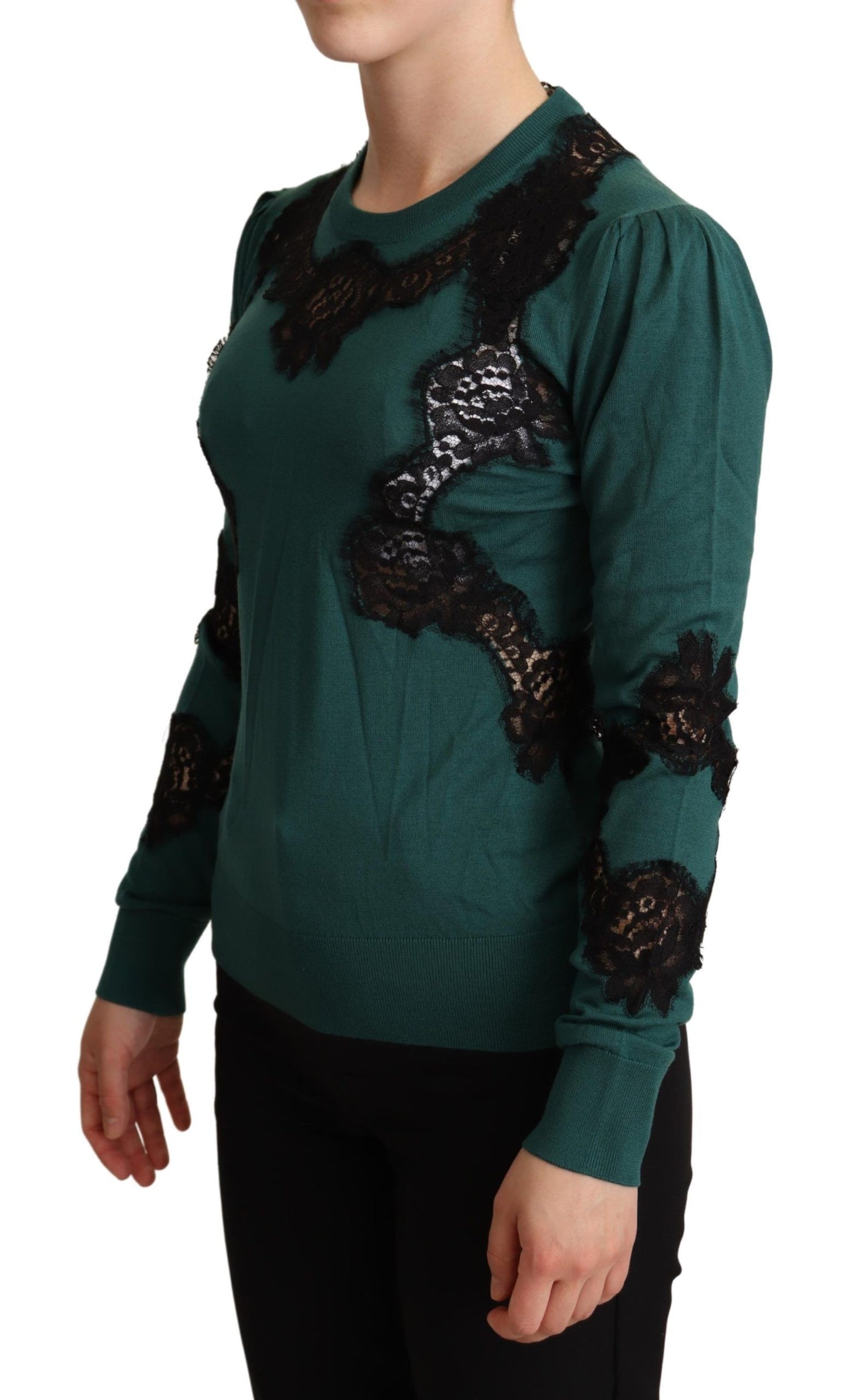 Dolce & Gabbana Green Wool Crewneck Sweater Dolce & Gabbana