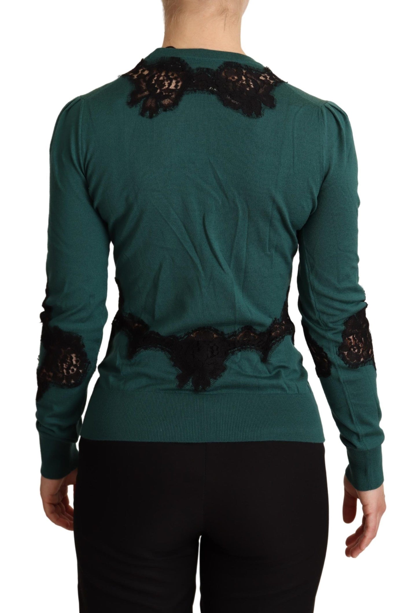 Dolce & Gabbana Green Wool Crewneck Sweater Dolce & Gabbana