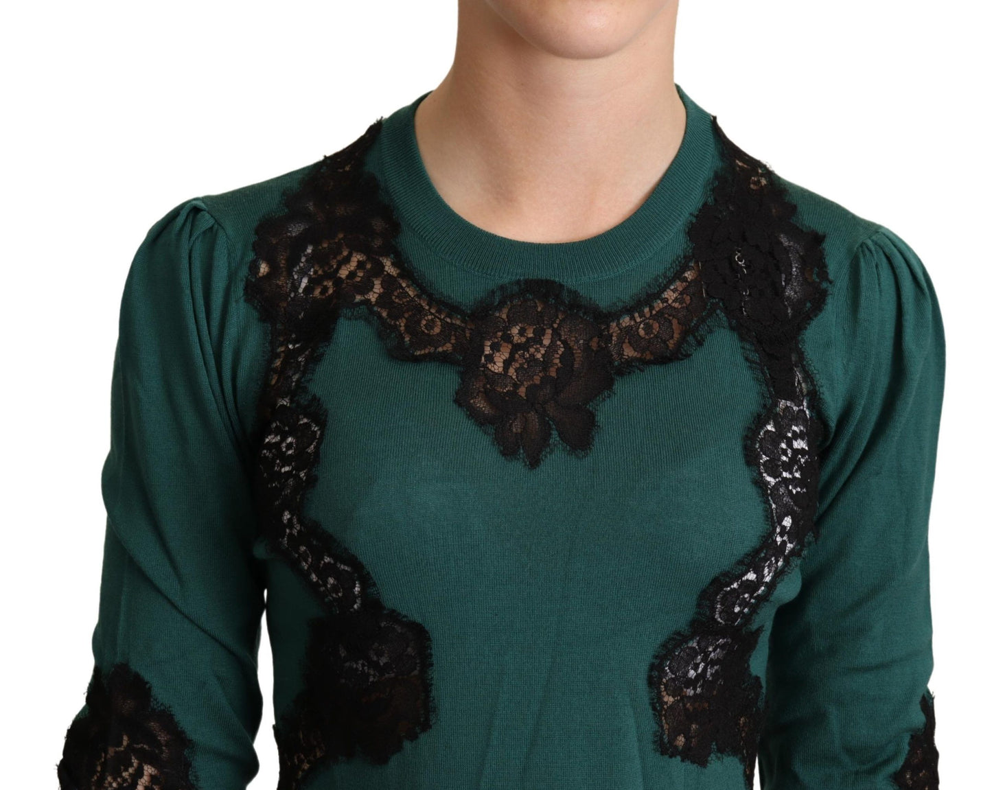 Dolce & Gabbana Green Wool Crewneck Sweater Dolce & Gabbana