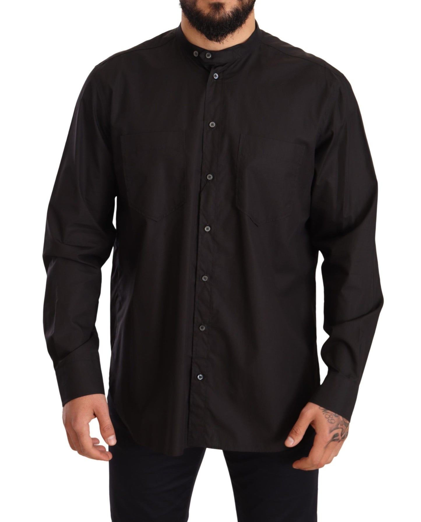 Dolce & Gabbana Black 100% Cotton Formal Dress Top Shirt Dolce & Gabbana