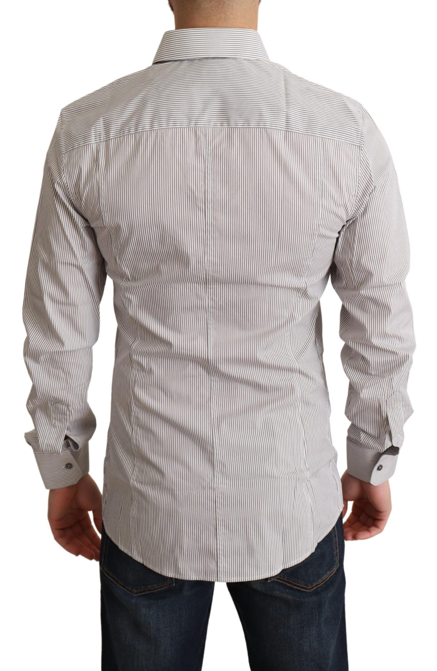 Dolce & Gabbana Gray Cotton Slim Fit Mens SICILY Shirt Dolce & Gabbana