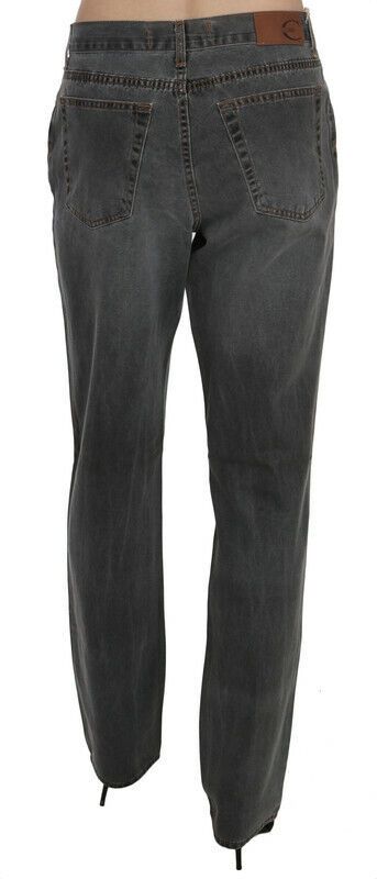 Just Cavalli Gray Washed Mid Waist Straight Denim Pants Jeans Just Cavalli