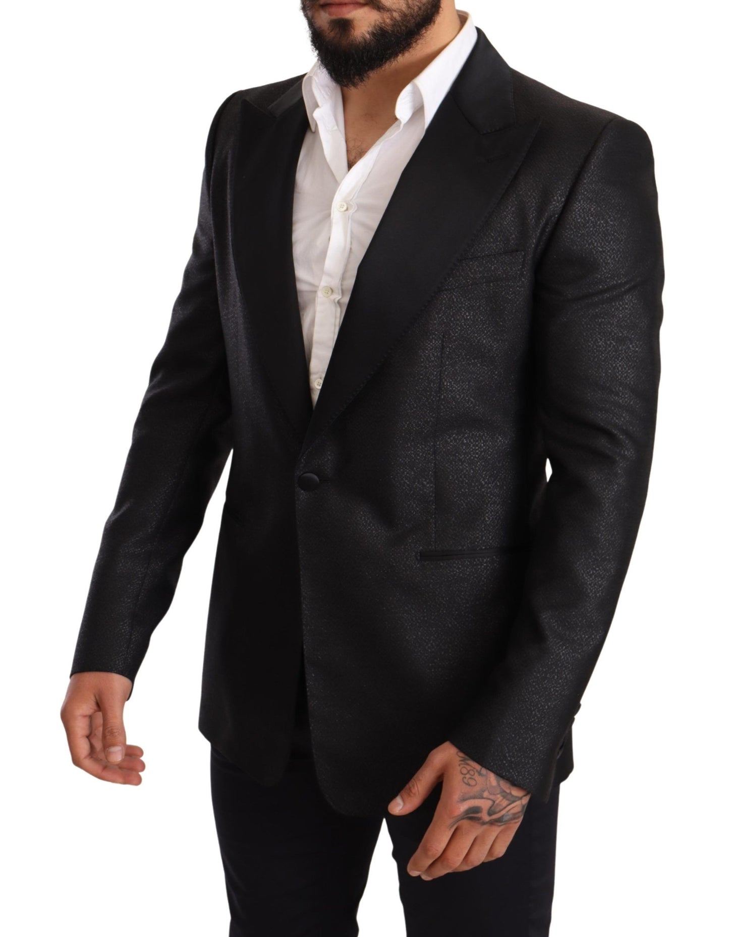 Dolce & Gabbana Black Metallic Slim Jacket Tuxedo Blazer Dolce & Gabbana