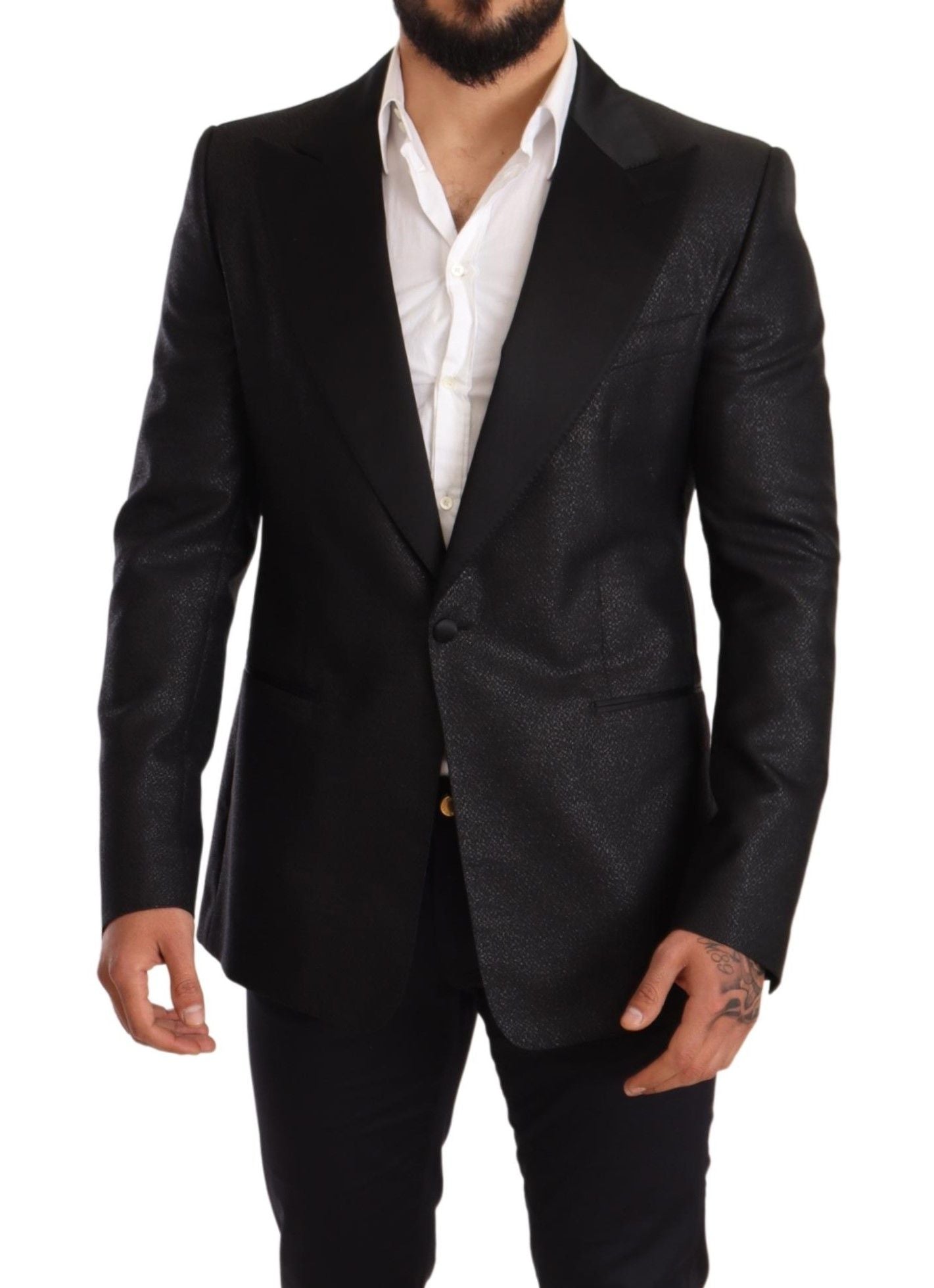 Dolce & Gabbana Black Metallic Slim Jacket Tuxedo Blazer Dolce & Gabbana