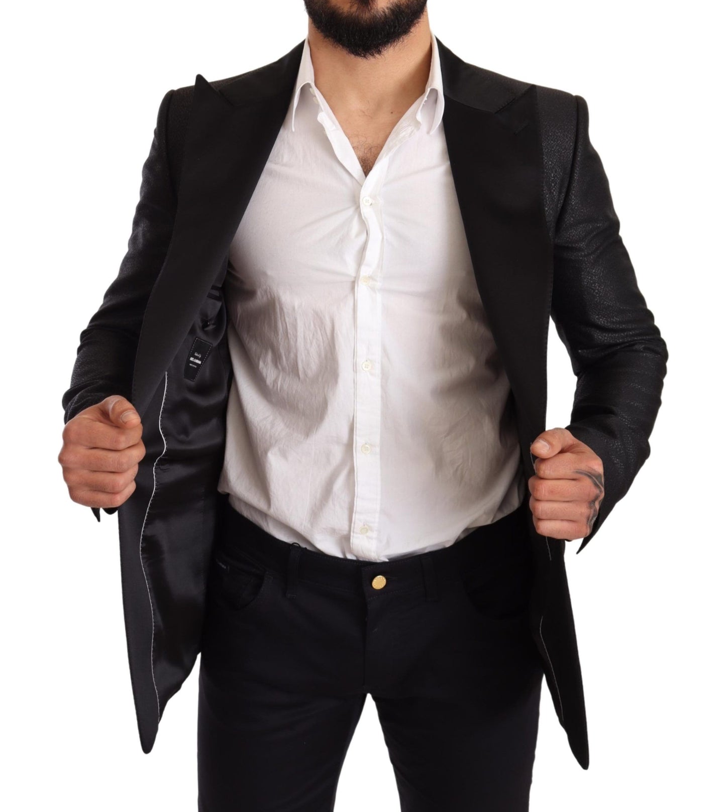 Dolce & Gabbana Black Metallic Slim Jacket Tuxedo Blazer Dolce & Gabbana