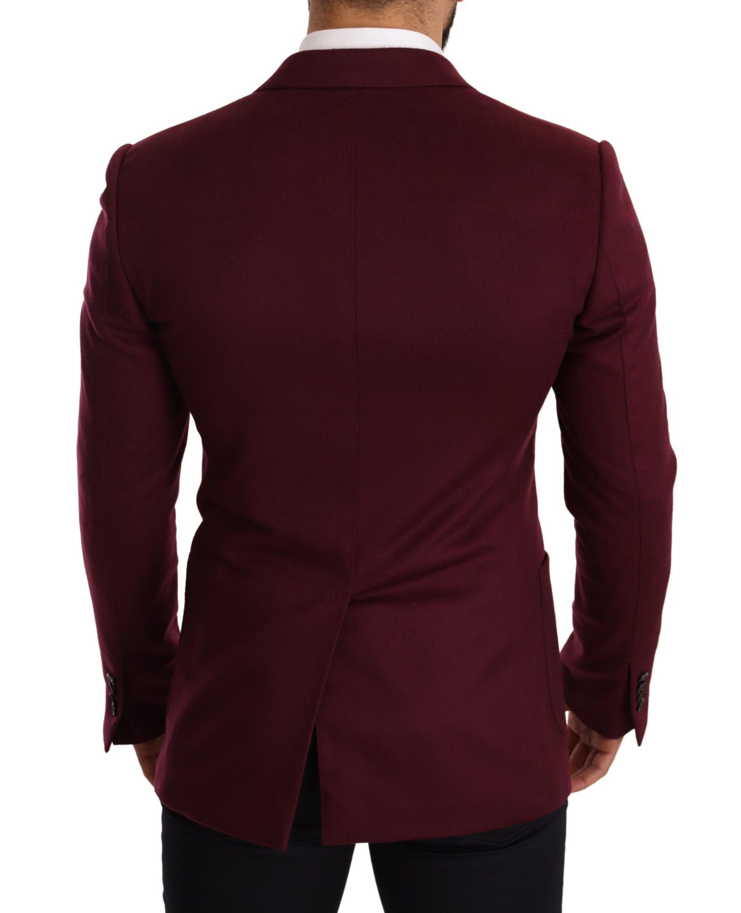 Dolce & Gabbana Maroon Cashmere Slim Fit Coat Jacket Blazer Dolce & Gabbana