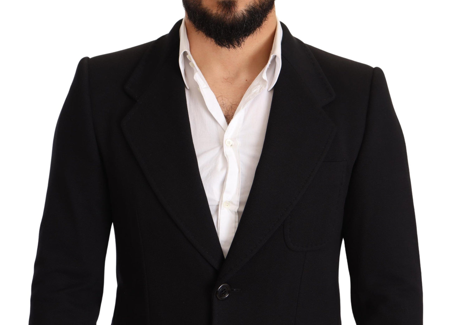 Dolce & Gabbana Black Cotton Slim Fit Coat Jacket Blazer Dolce & Gabbana