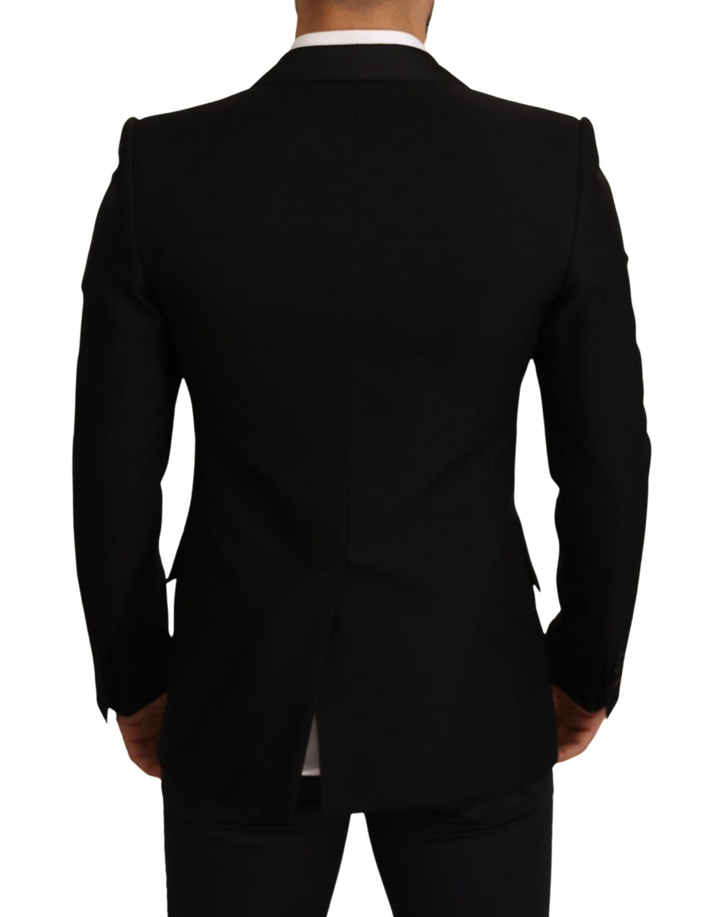 Dolce & Gabbana Black Wool Slim Fit Coat Blazer Jacket Dolce & Gabbana