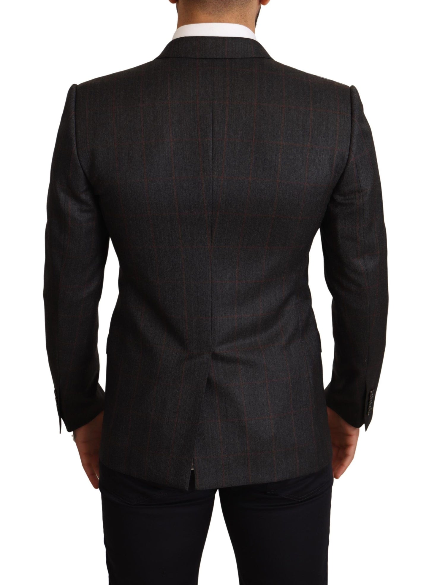Dolce & Gabbana Gray Check Wool Slim Fit Blazer Jacket Dolce & Gabbana