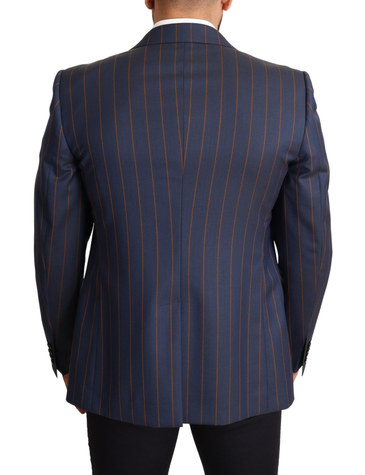 Dolce & Gabbana Blue Striped Wool Slim Fit Blazer Jacket Dolce & Gabbana
