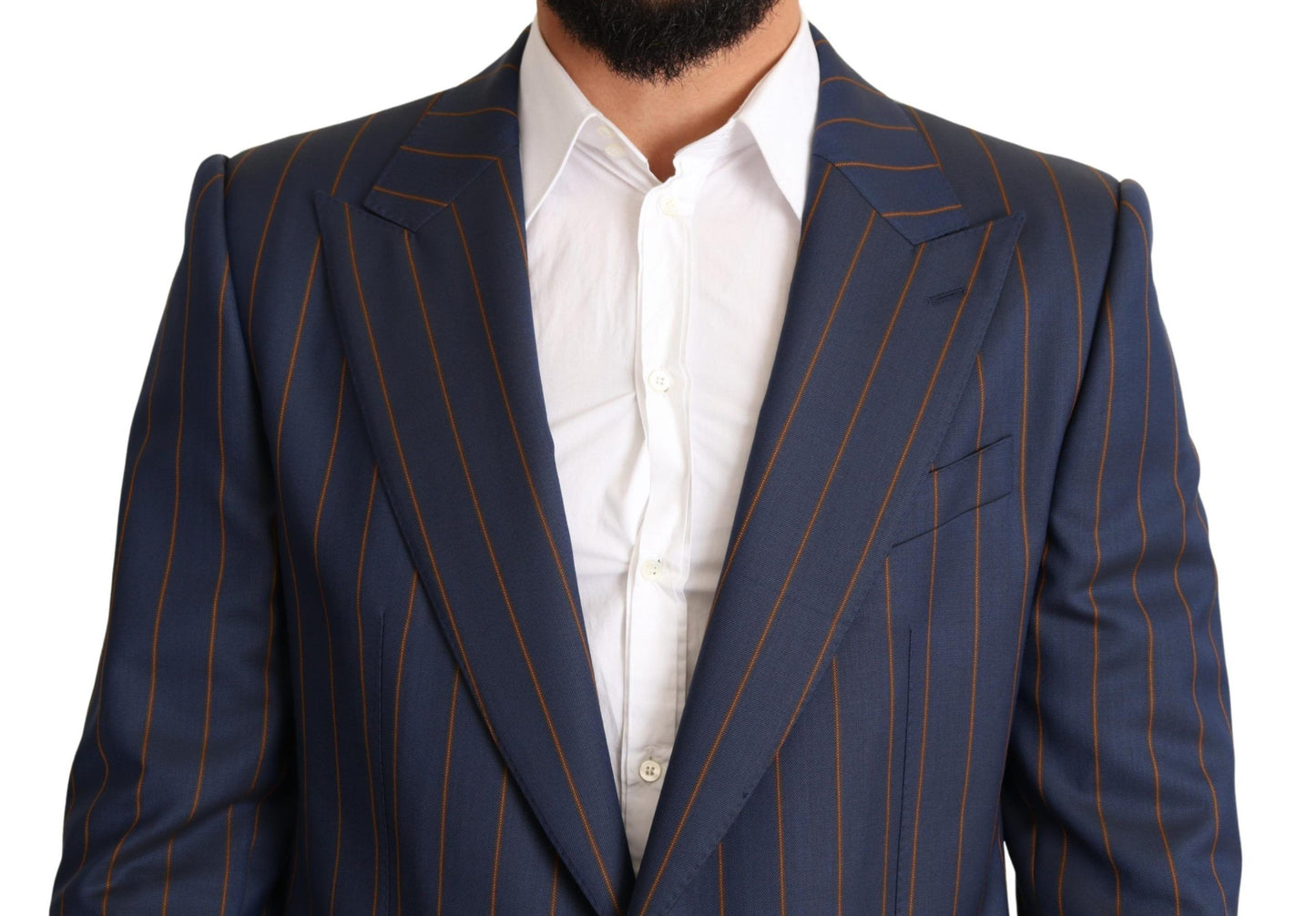 Dolce & Gabbana Blue Striped Wool Slim Fit Blazer Jacket Dolce & Gabbana