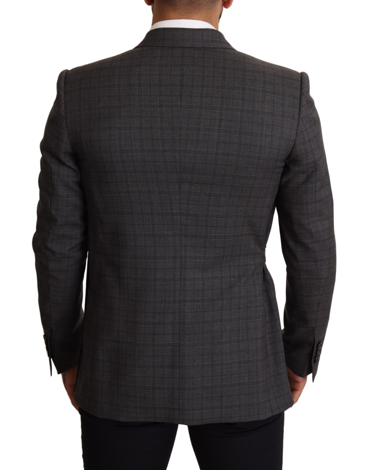 Dolce & Gabbana Gray Check Wool Slim Fit Blazer Jacket Dolce & Gabbana