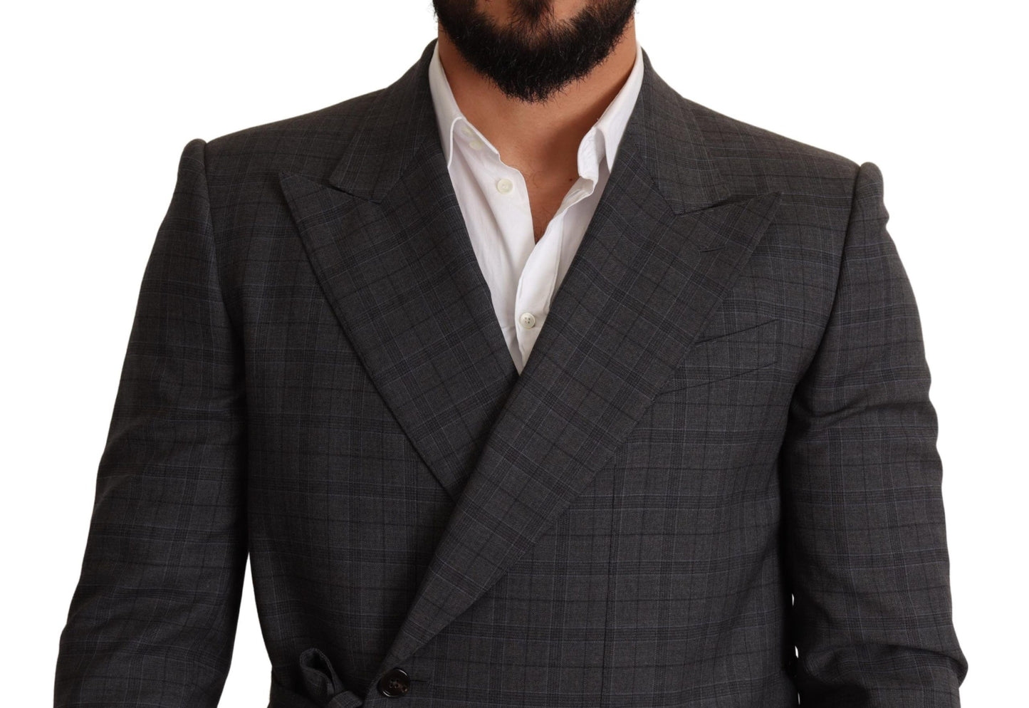 Dolce & Gabbana Gray Check Wool Slim Fit Blazer Jacket Dolce & Gabbana