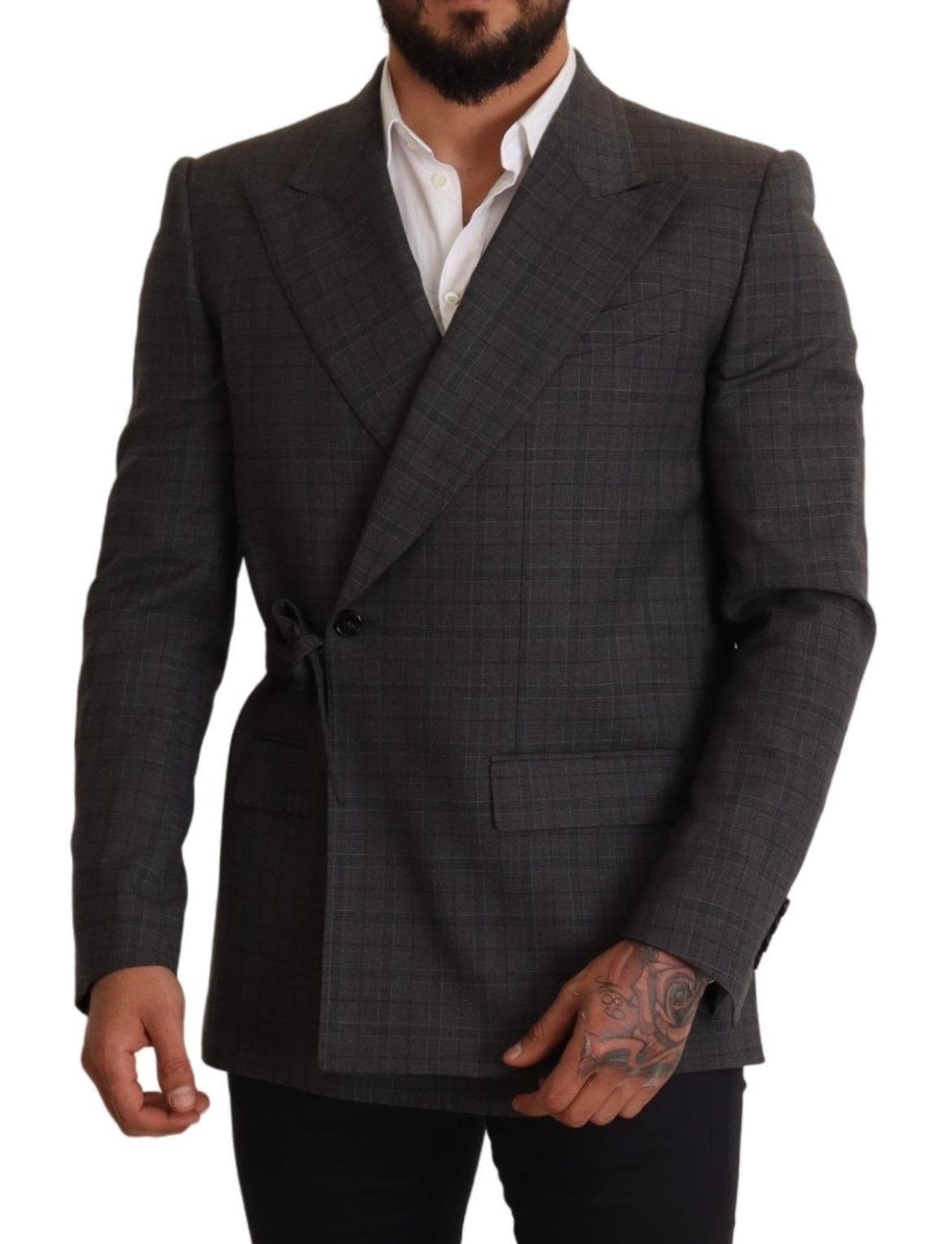 Dolce & Gabbana Gray Check Wool Slim Fit Blazer Jacket Dolce & Gabbana
