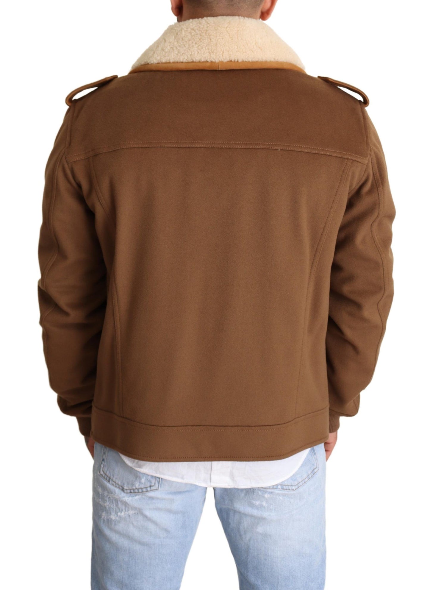 Dolce & Gabbana Brown Double Breasted Shearling Coat Jacket Dolce & Gabbana
