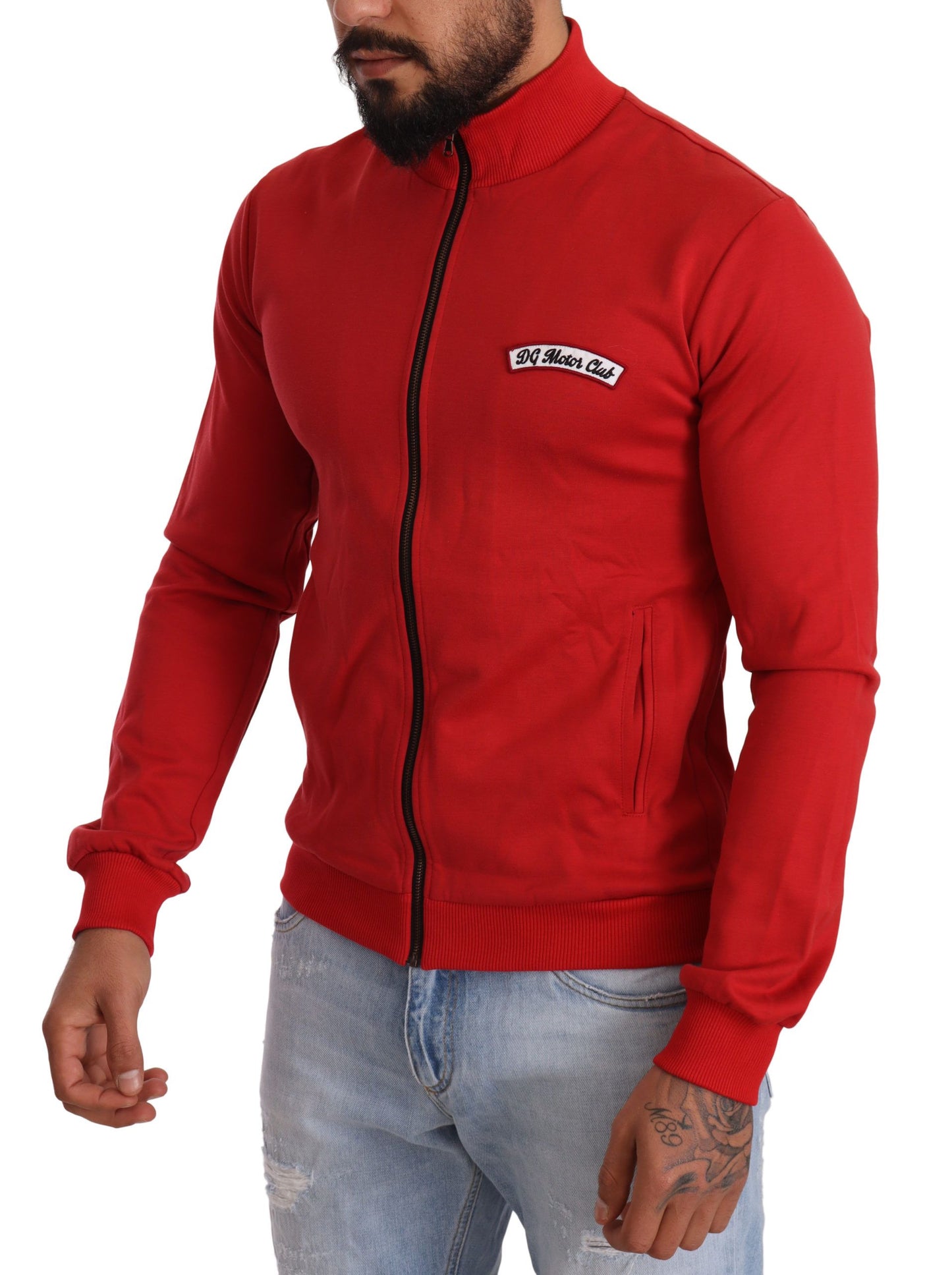 Dolce & Gabbana Red DG Motor Club Zipper Stretch Sweater Dolce & Gabbana