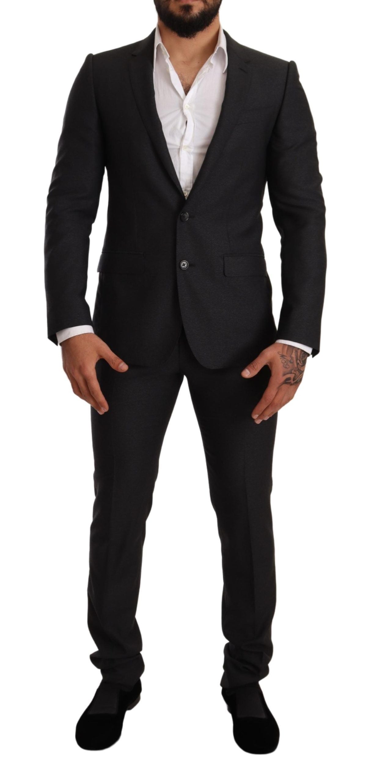 Dolce & Gabbana Gray Wool MARTINI Slim Fit Set Suit Dolce & Gabbana