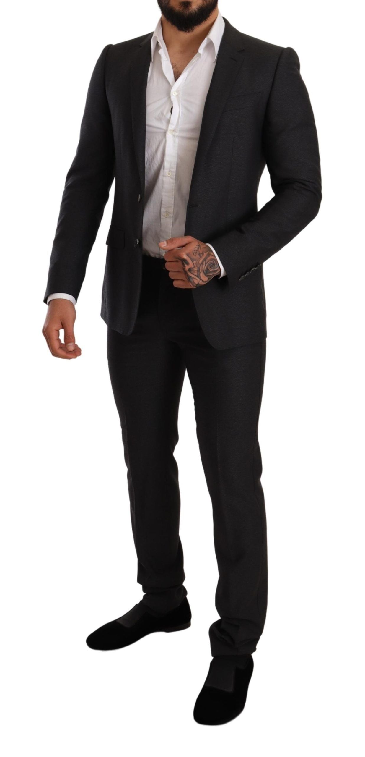 Dolce & Gabbana Gray Wool MARTINI Slim Fit Set Suit Dolce & Gabbana