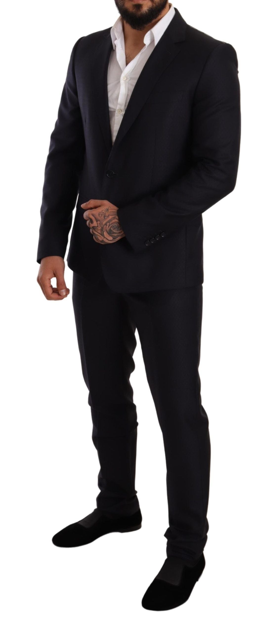 Dolce & Gabbana Blue Pattern MARTINI SLIM FIT 2 Piece Suit Dolce & Gabbana