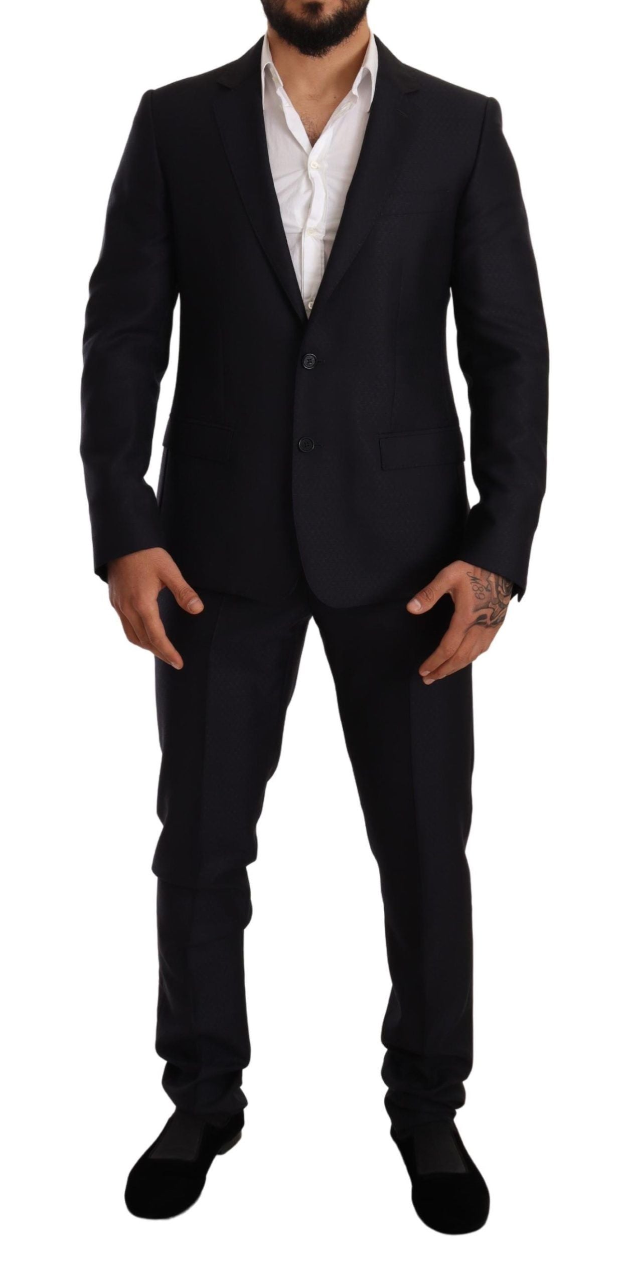 Dolce & Gabbana Blue Pattern MARTINI SLIM FIT 2 Piece Suit Dolce & Gabbana