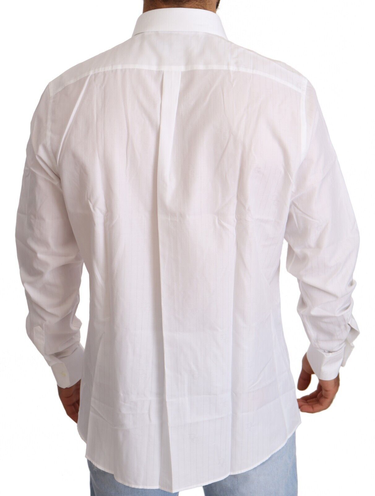 Dolce & Gabbana White Cotton Slim Fit Men MARTINI Shirt Dolce & Gabbana