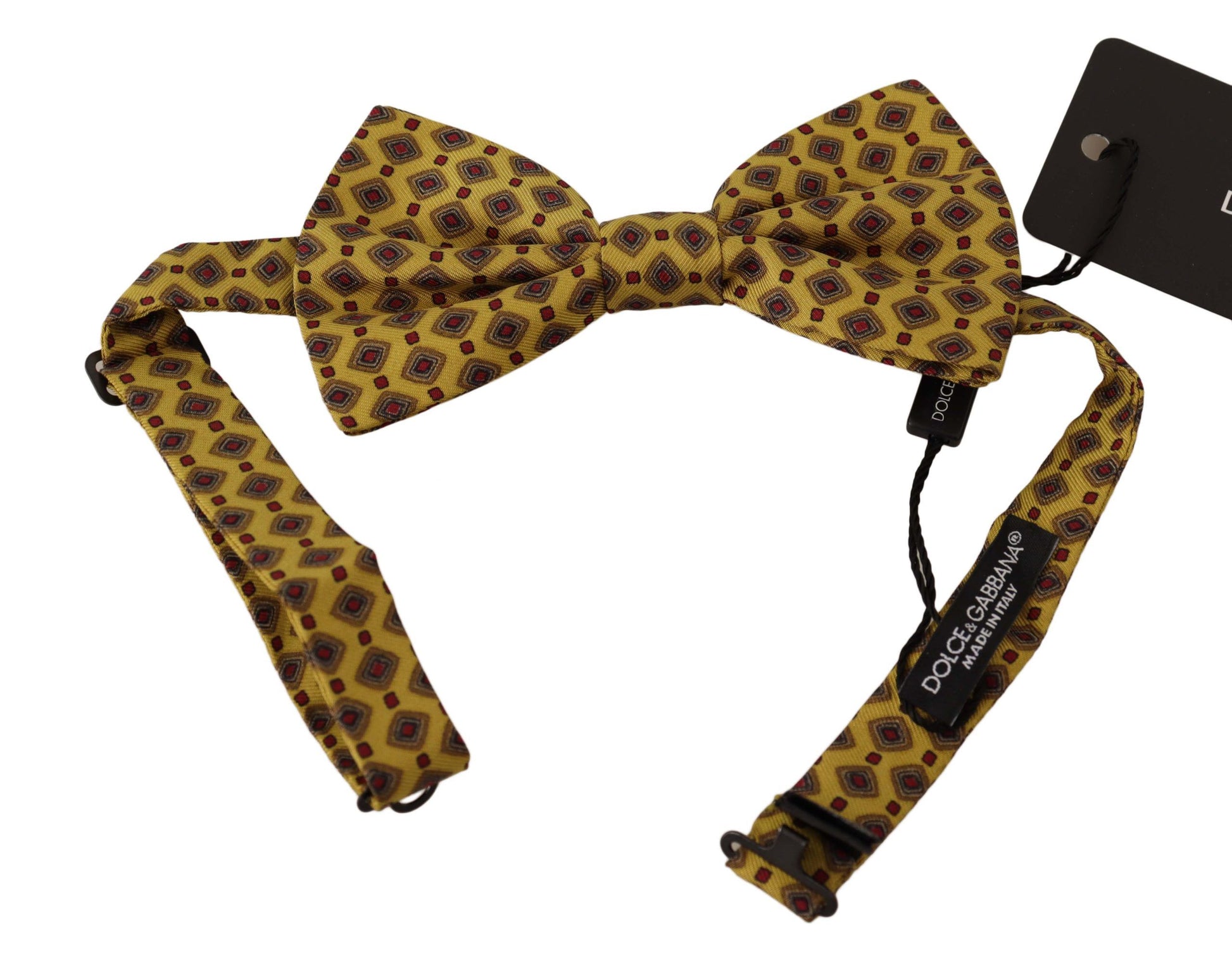 Dolce & Gabbana Yellow Patterned Silk Adjustable Neck Papillon Bow Tie Dolce & Gabbana
