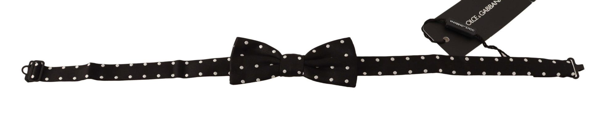 Dolce & Gabbana Black White Polka Dot Silk Adjustable Neck Papillon Bow Tie Dolce & Gabbana