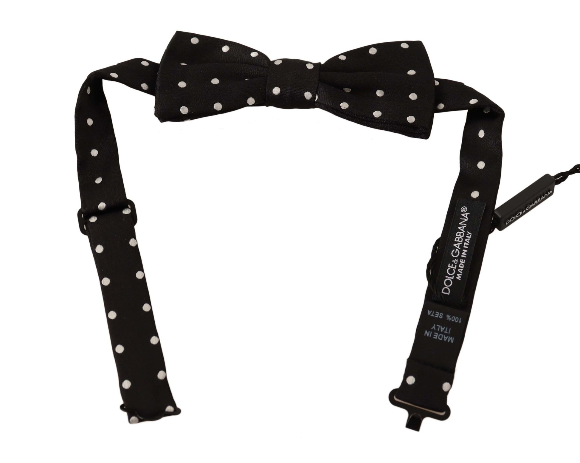 Dolce & Gabbana Black White Polka Dot Silk Adjustable Neck Papillon Bow Tie Dolce & Gabbana