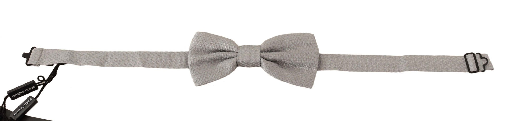 Dolce & Gabbana Silver Gray 100% Silk Adjustable Neck Papillon Bow Tie Dolce & Gabbana