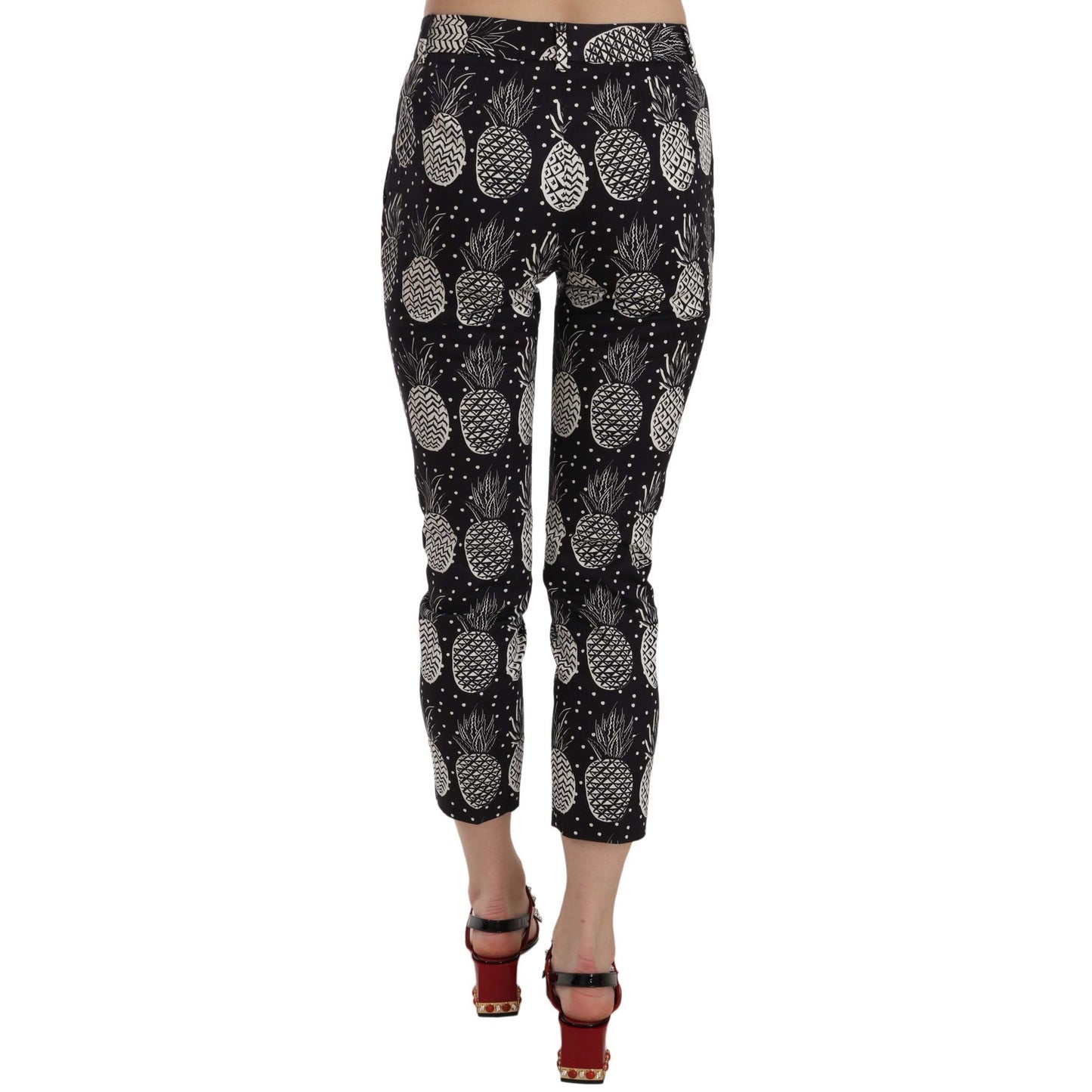 Dolce & Gabbana Black Pineapple Print Skinny Capri Pants Dolce & Gabbana