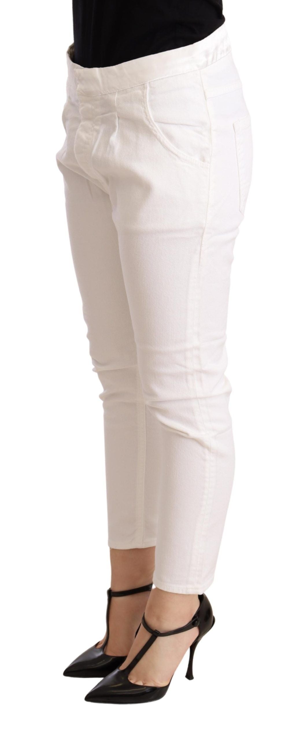 CYCLE White Mid Waist Slim Fit Skinny Cotton Stretch Trouser CYCLE