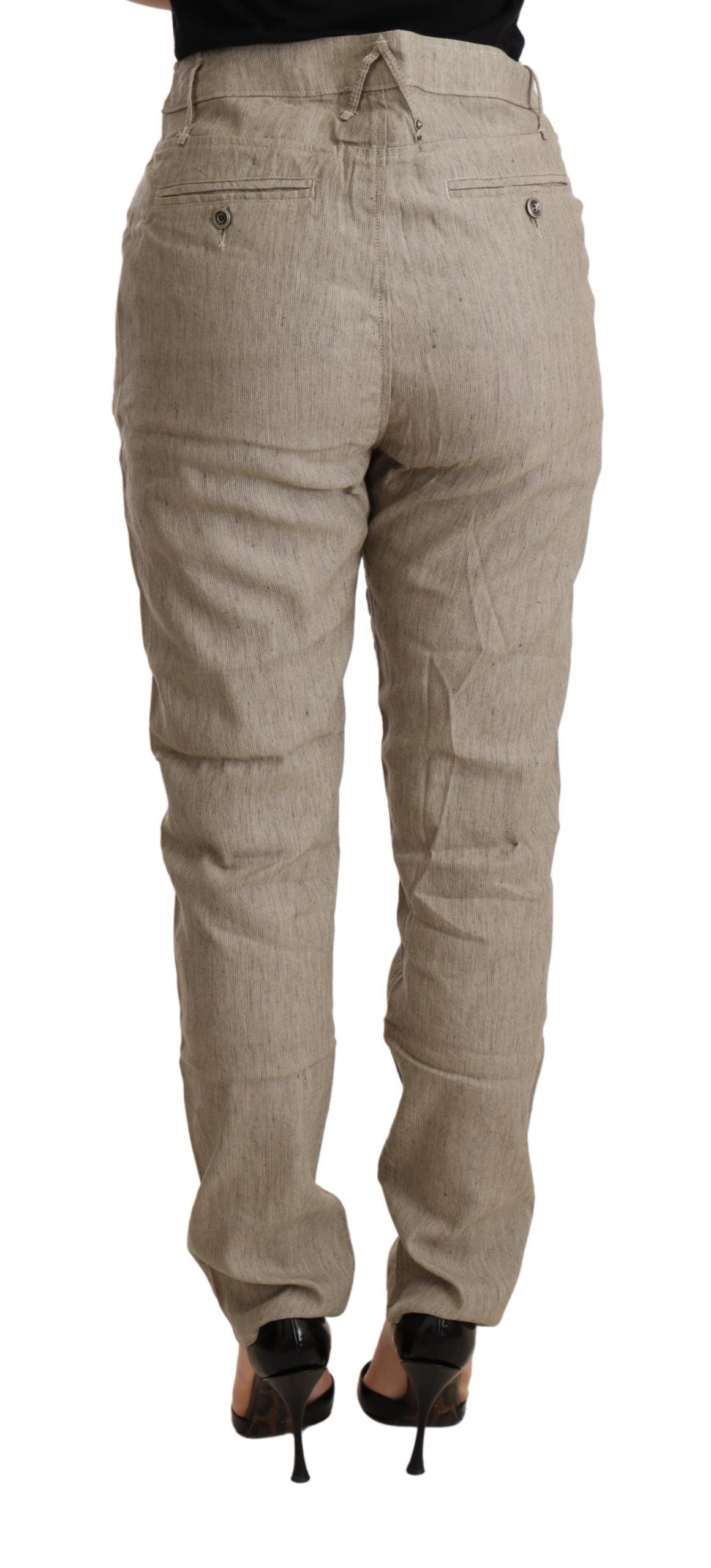 CYCLE Beige Mid Waist Casual Baggy Stretch Trouser CYCLE