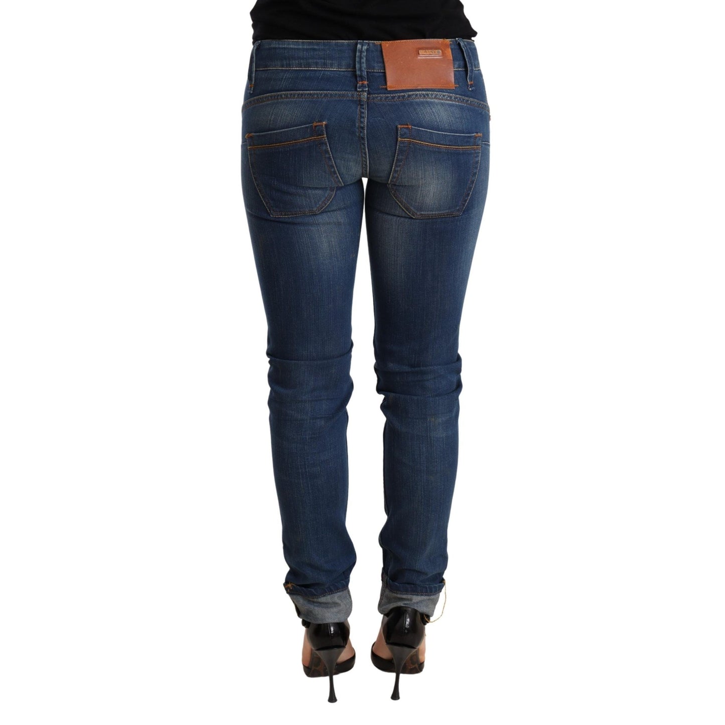 Acht Blue Washed Low Waist Skinny Denim Jeans Pant Acht