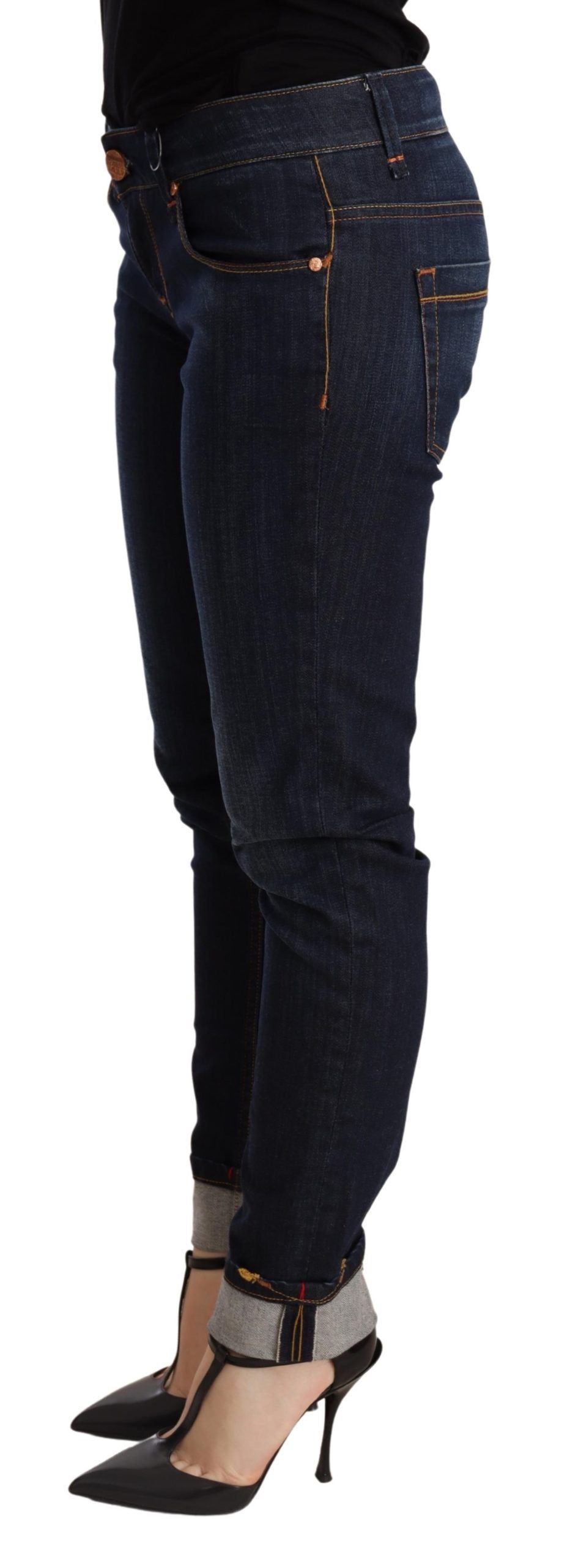 Acht Blue Washed Low Waist Skinny Denim Trouser Acht