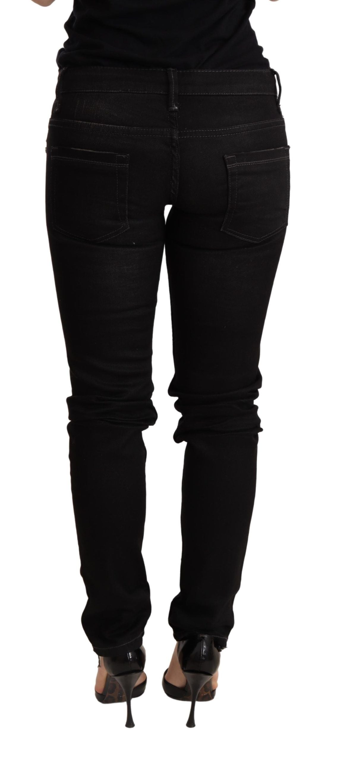 Acht Black Low Waist Skinny Denim Trouser Acht