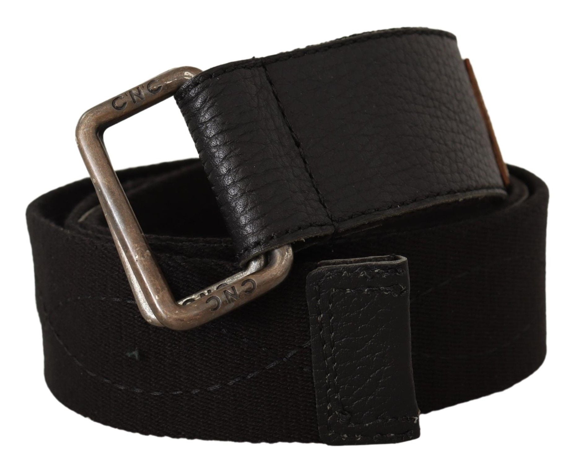 Costume National Black Cotton Ducati Metal Buckle Belt Costume National