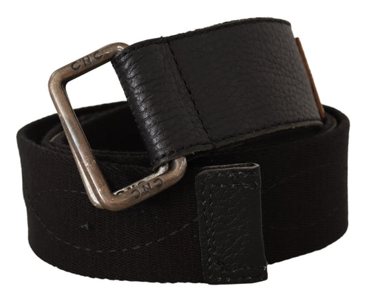 Costume National Black Cotton Ducati Metal Buckle Belt Costume National